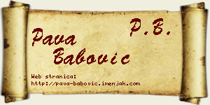 Pava Babović vizit kartica